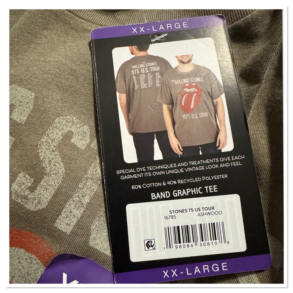The Rolling Stones 75 Us Tour Graphic Band Tee Men’s